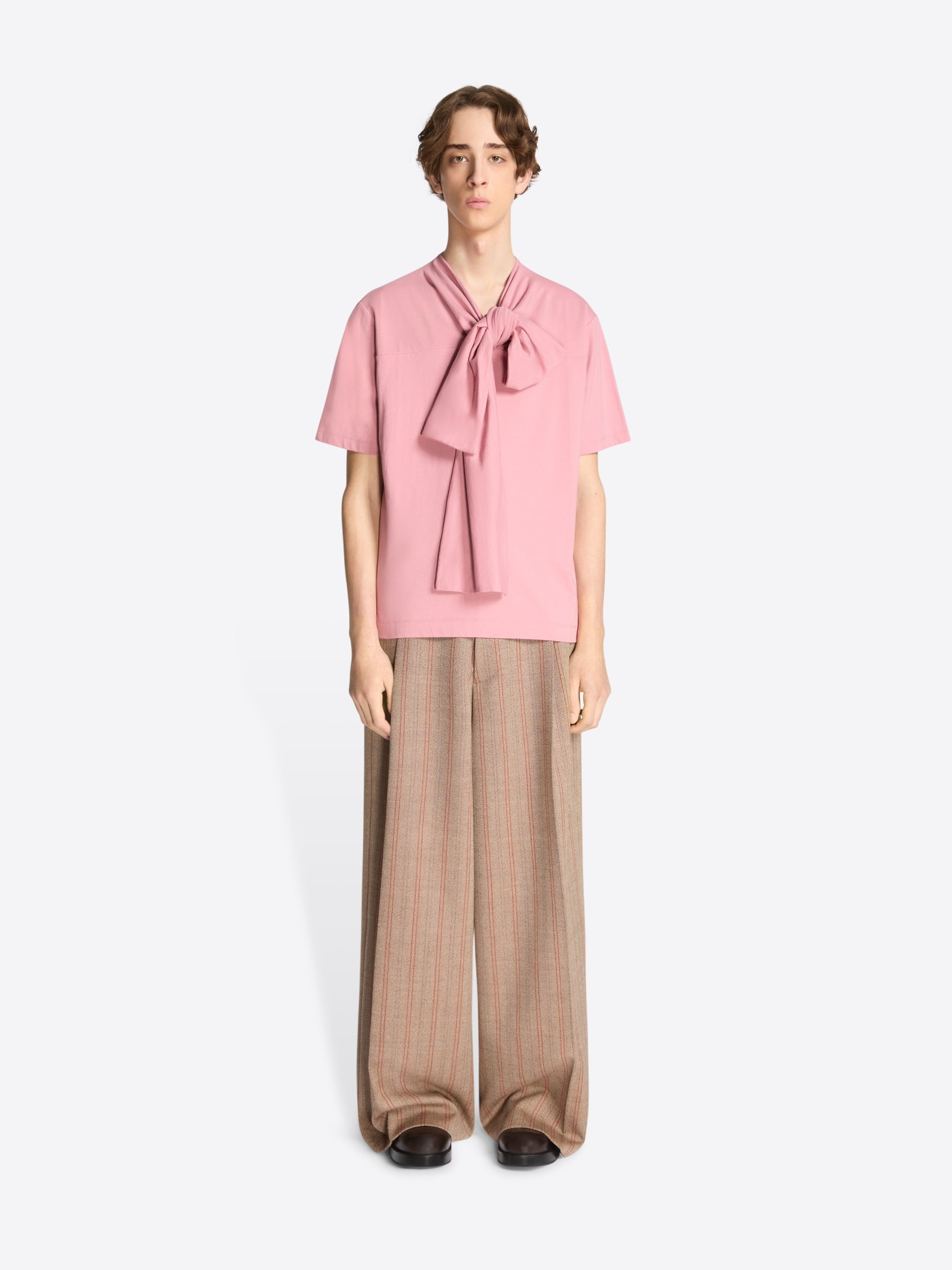 BOW NECK COTTON TEE - 2