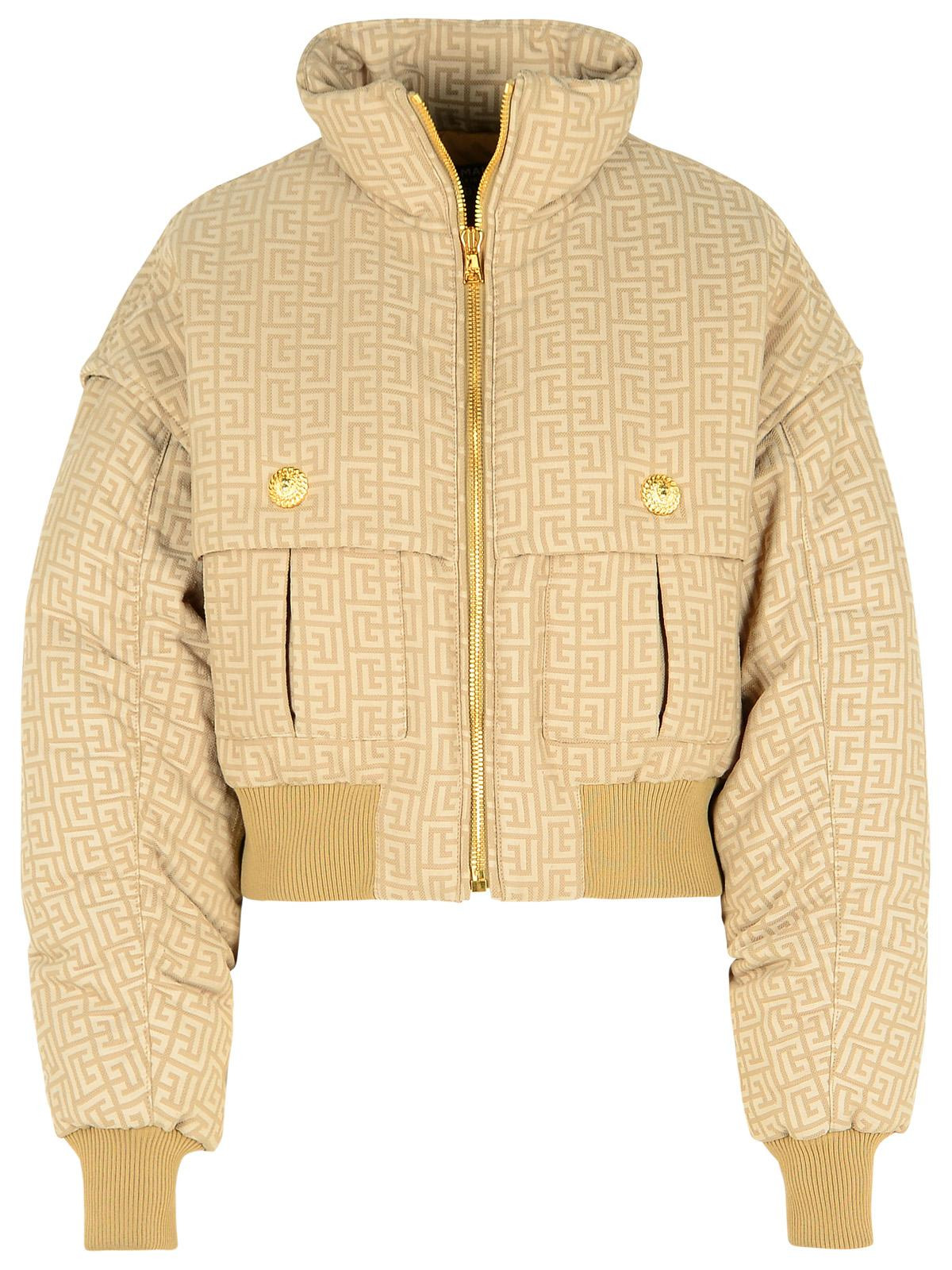 Balmain Beige Jacquard Bomber Jacket Women - 1