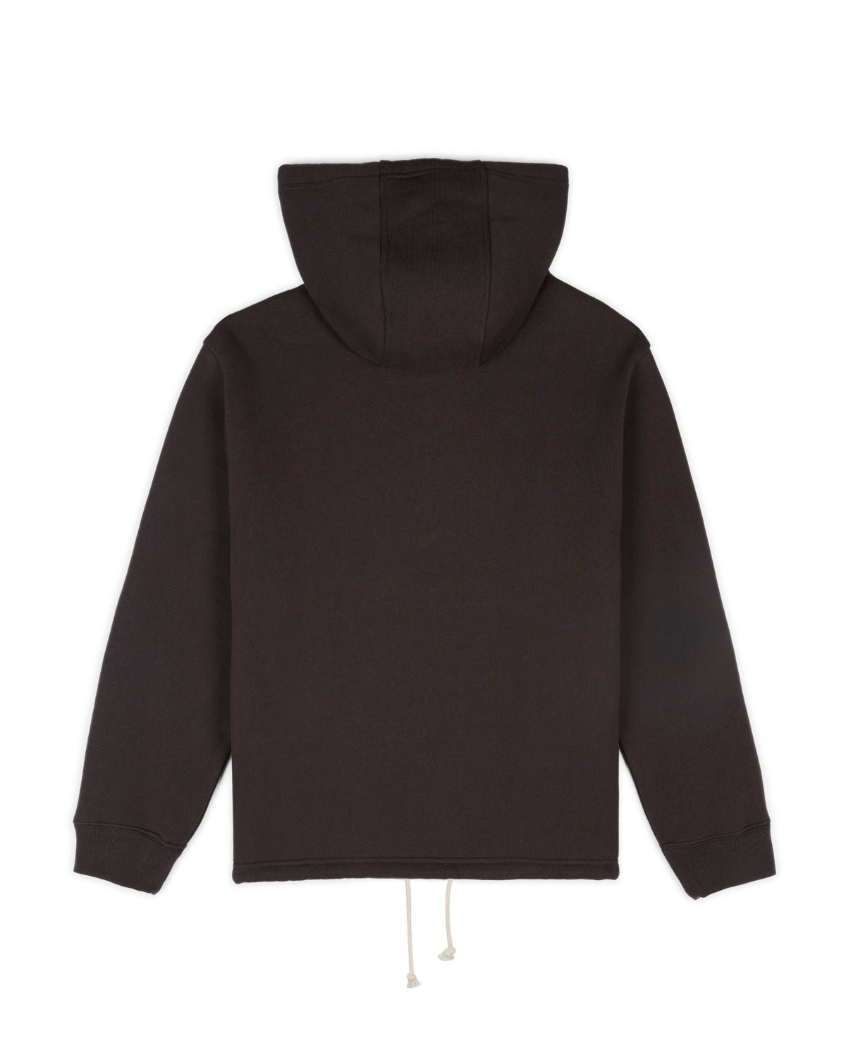 Chenille Embroidered Half Zip Hoodie - Black - 2