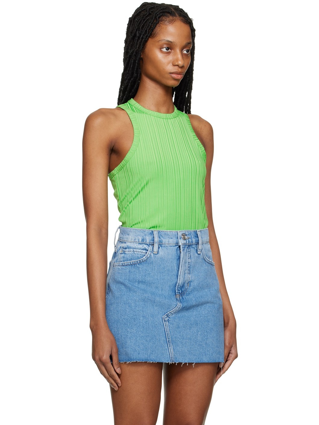 Green Racer Back Tank Top - 2