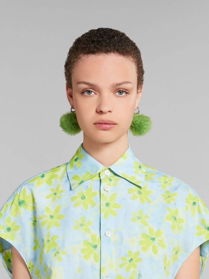 LIGHT GREEN POPLIN COCOON SHIRT WITH PARADE PRINT - 4