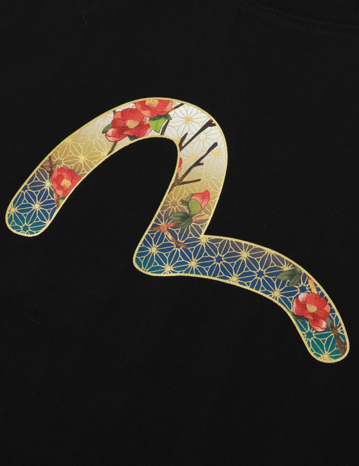 PEACOCK AND TSUBAKI PRINT BOYFRIEND T-SHIRT - 8