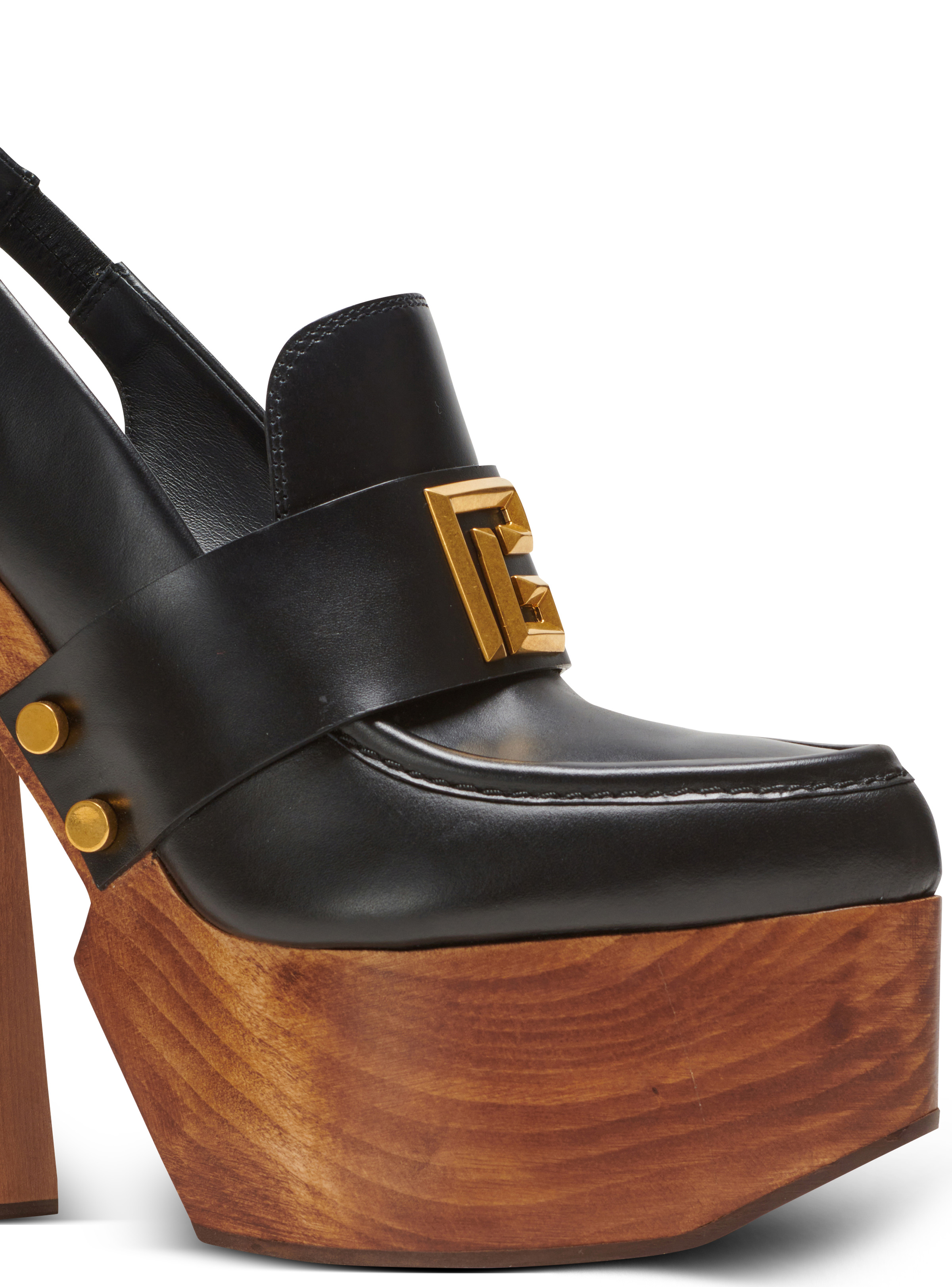 Bonnie leather and wood platform loafers - 6