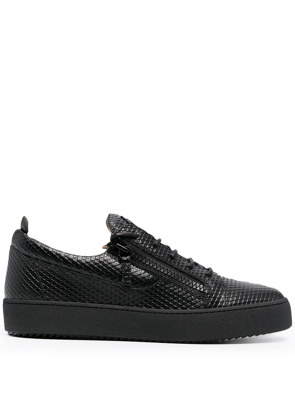 textured low-top sneakers - 1