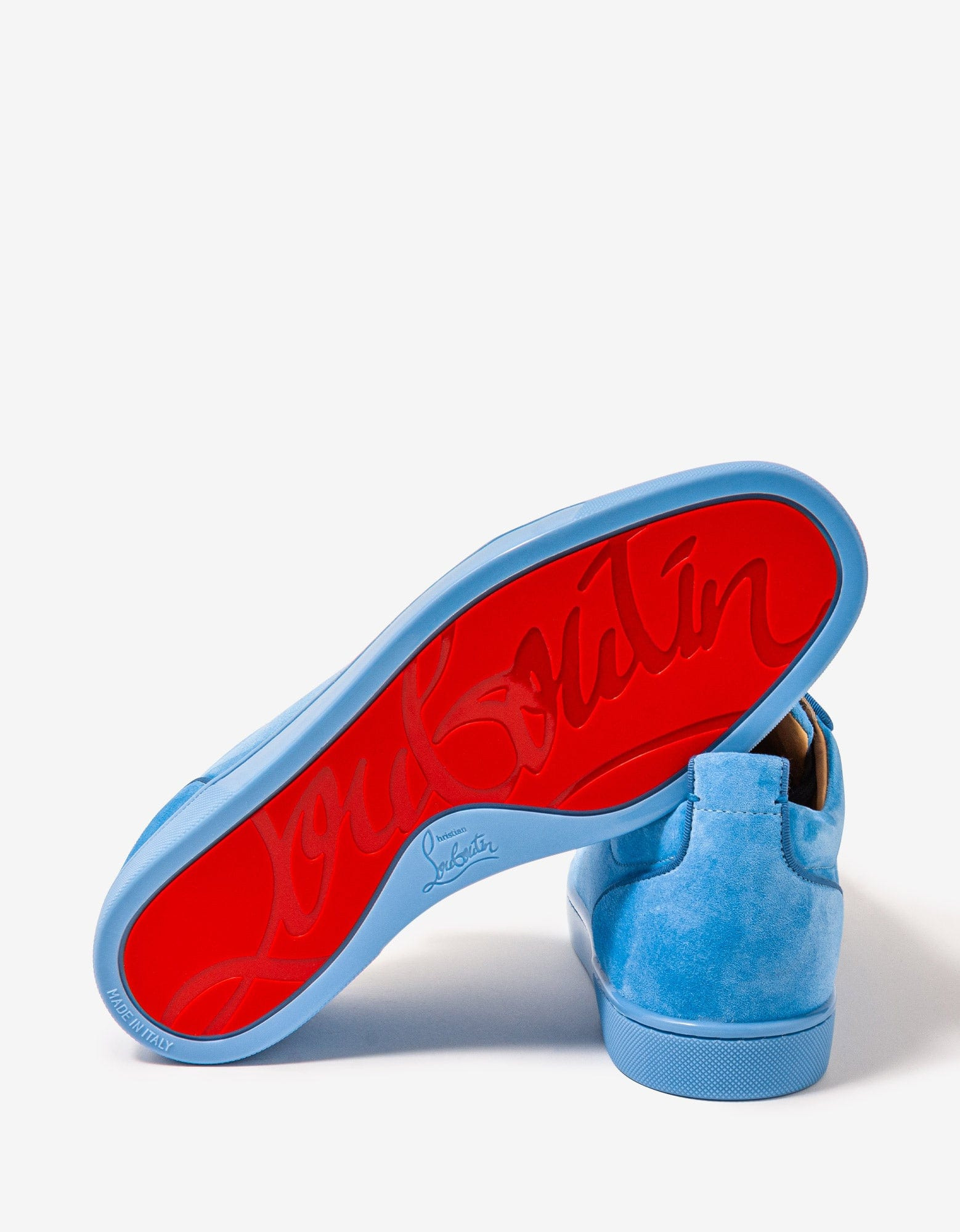 Christian Louboutin Louis Junior Orlato Greek Blue Suede Trainers - 3