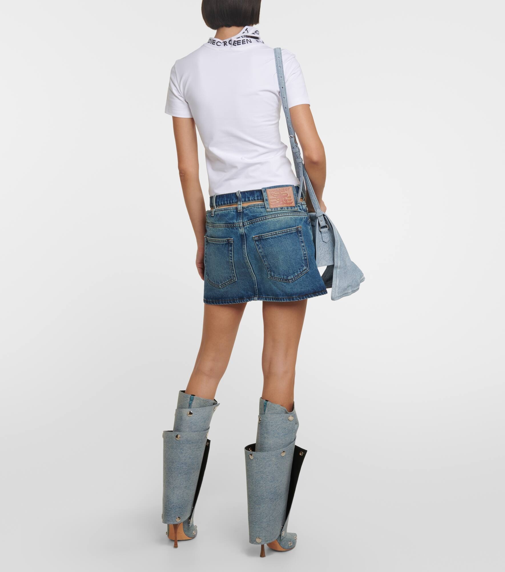 Y Belt denim miniskirt - 3