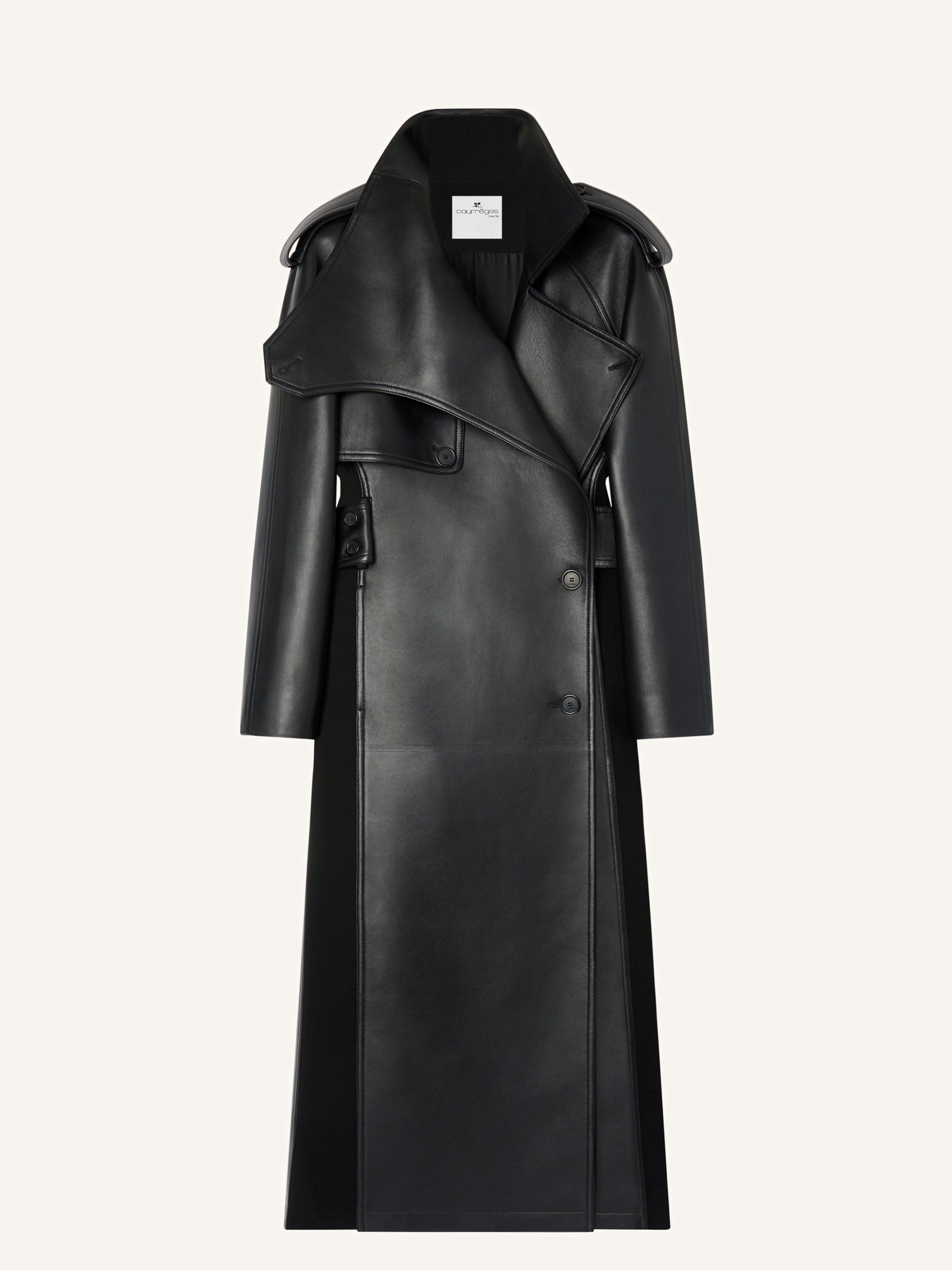 OBLIQUE LEATHER TRENCH COAT - 1