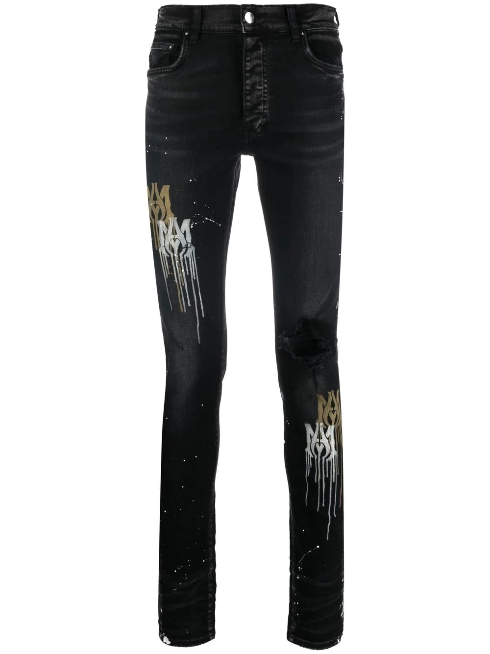 paint splatter-blend skinny-cut jeans - 1