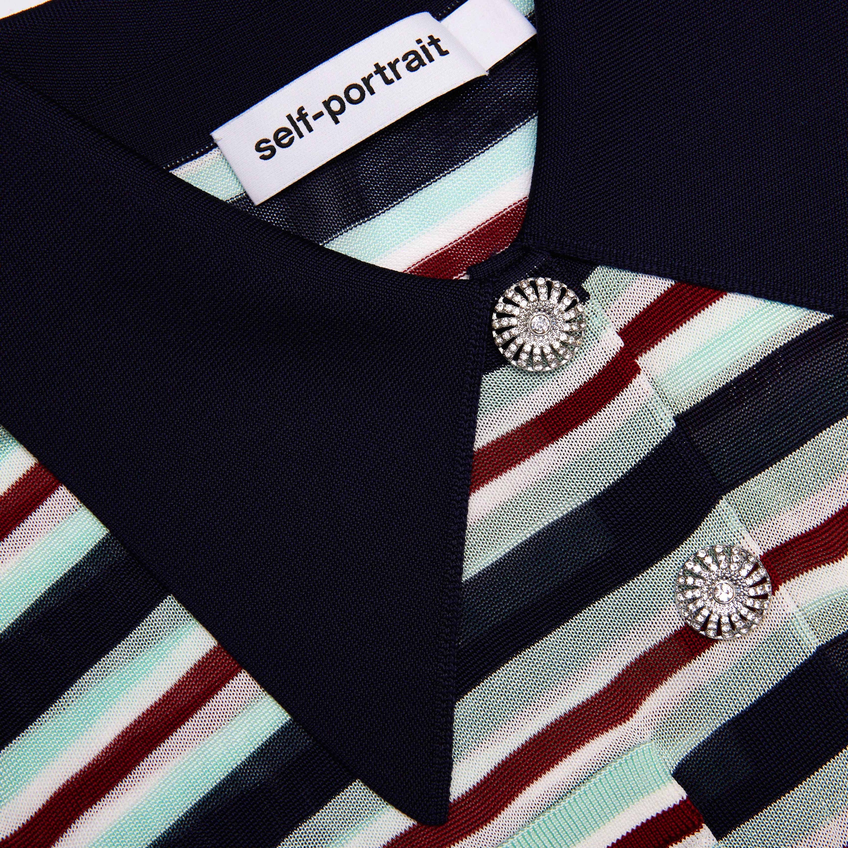 Navy Striped Viscose Knit Top - 6