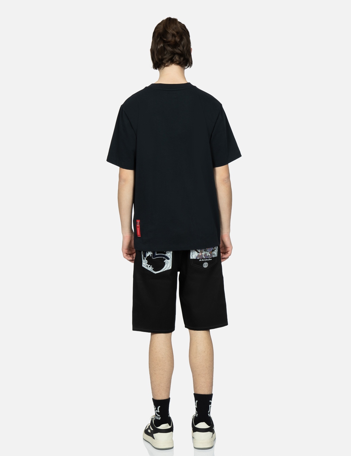 SAMURAI AND SEAGULL EMBROIDERY DENIM SHORTS - 5