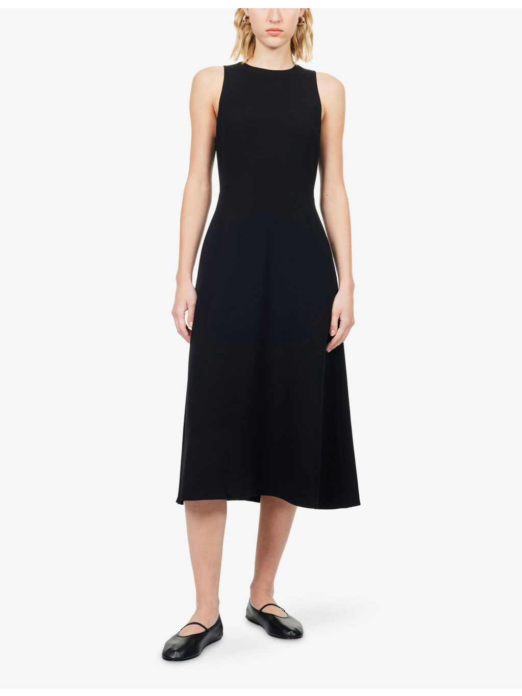 Sleeveless Round-Neck Woven Midi Dress - 3
