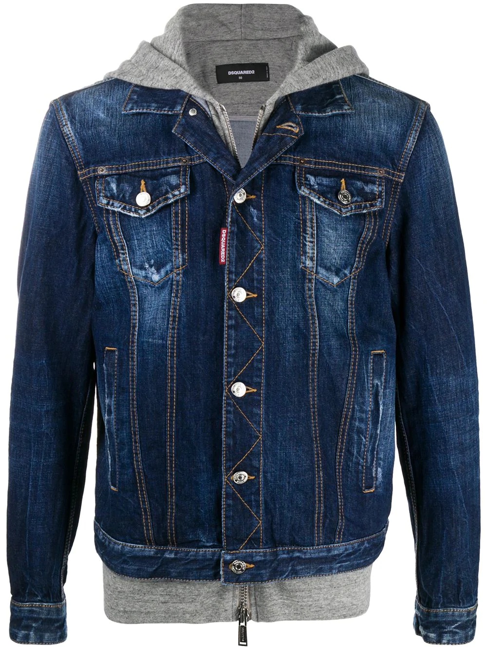 ICON jersey hood denim jacket - 1