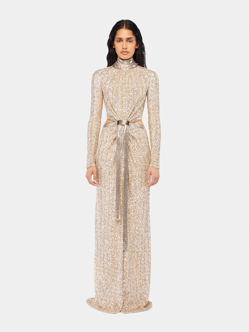 LONG MESH AND SEQUIN DRESS 1