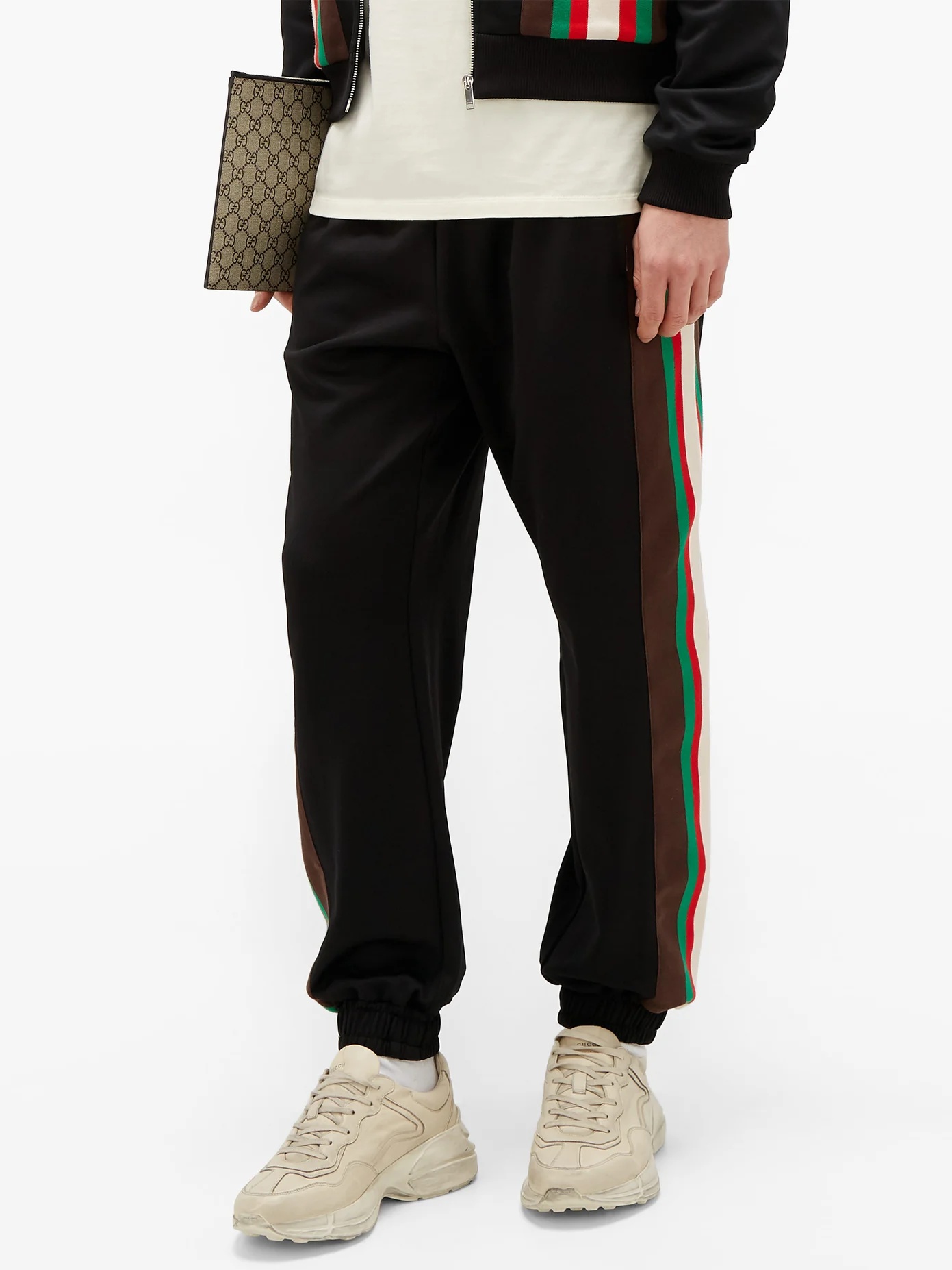 Web-striped jersey track pants - 6