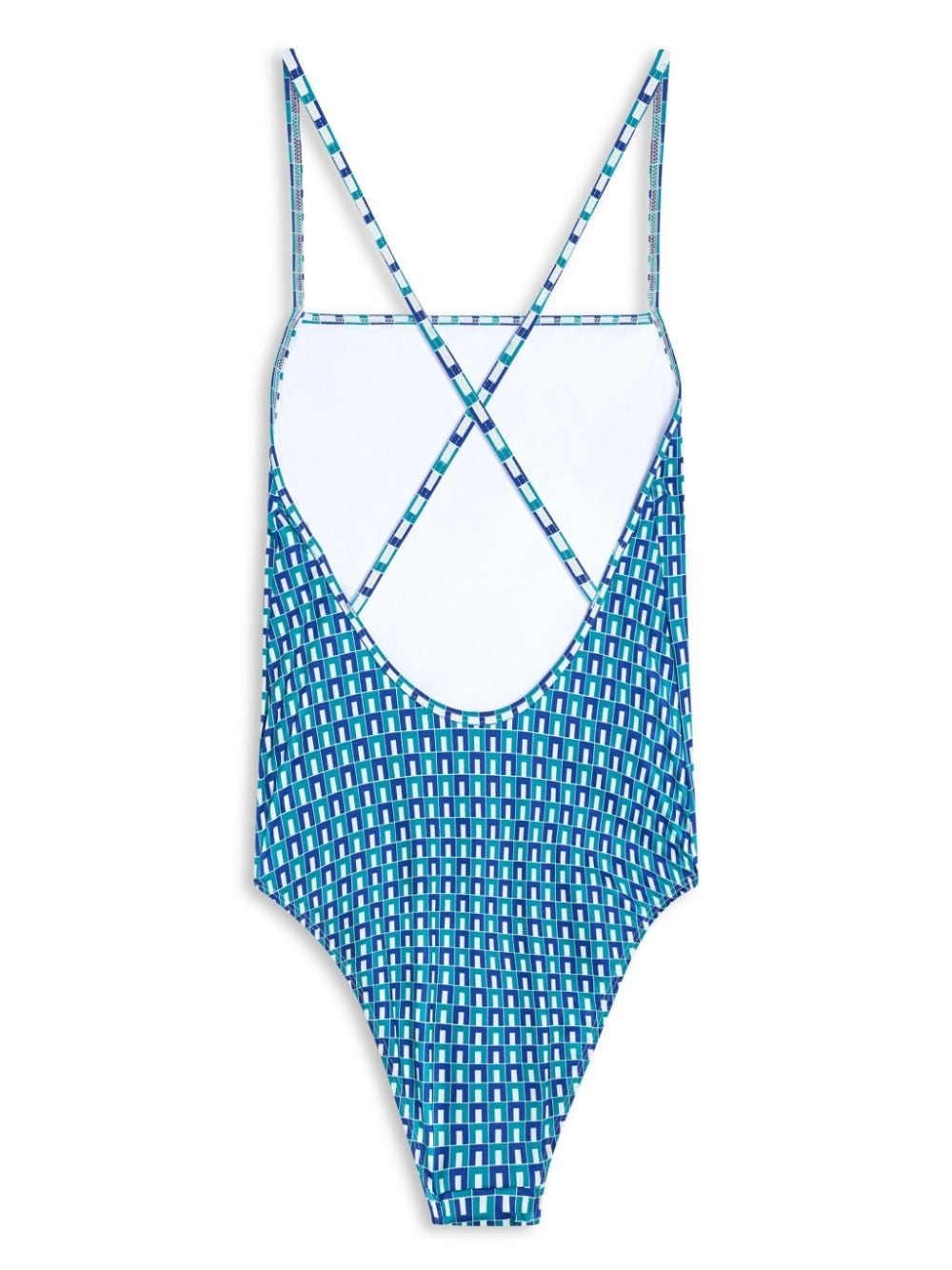 geometric-print criss-cross swimsuit - 2