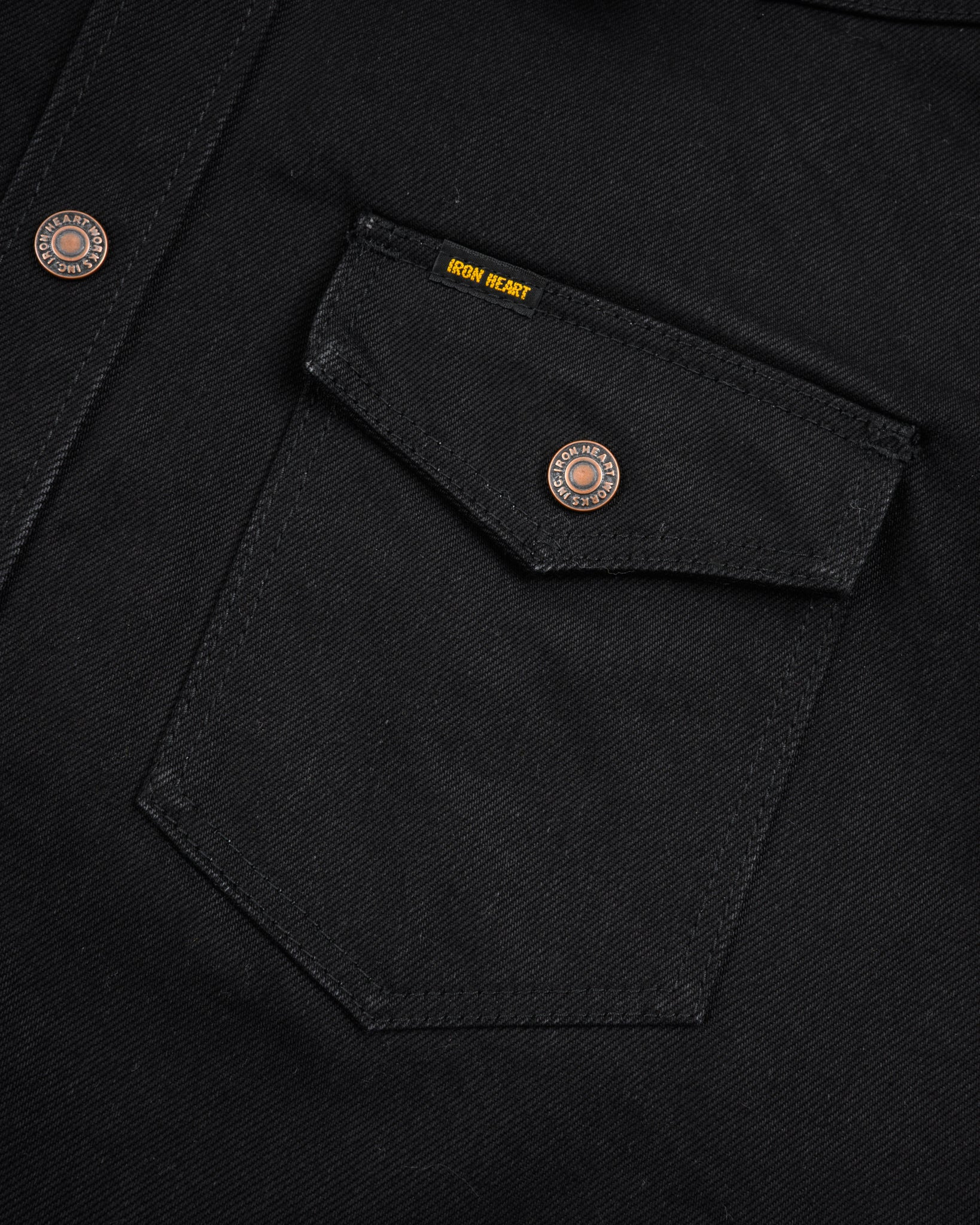IHSH-362-BLK 16oz Non-Selvedge Denim CPO Shirt - Superblack (Fades To Grey) - 8