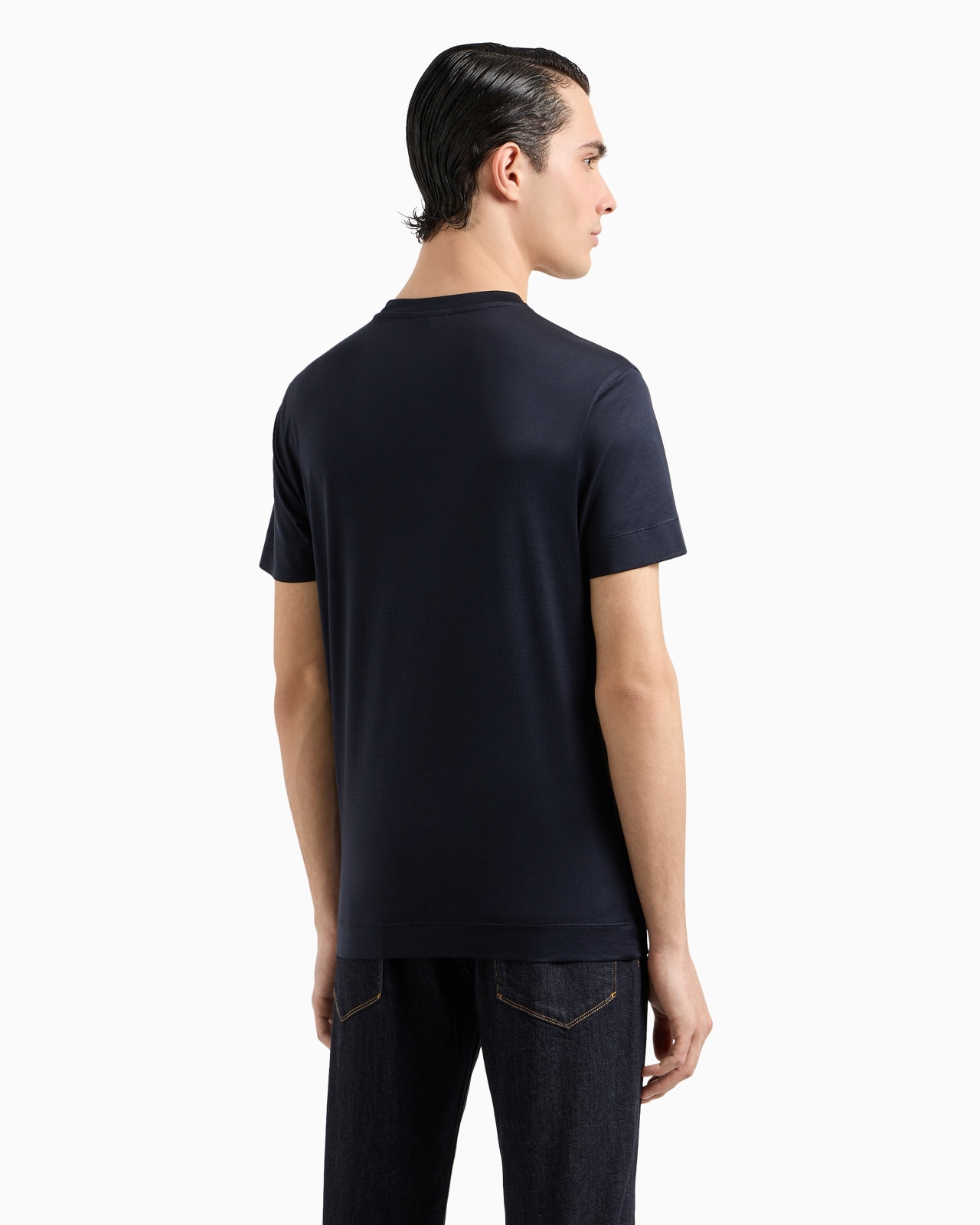 Lyocell-blend jersey T-shirt with ASV EA logo raised embroidery - 3