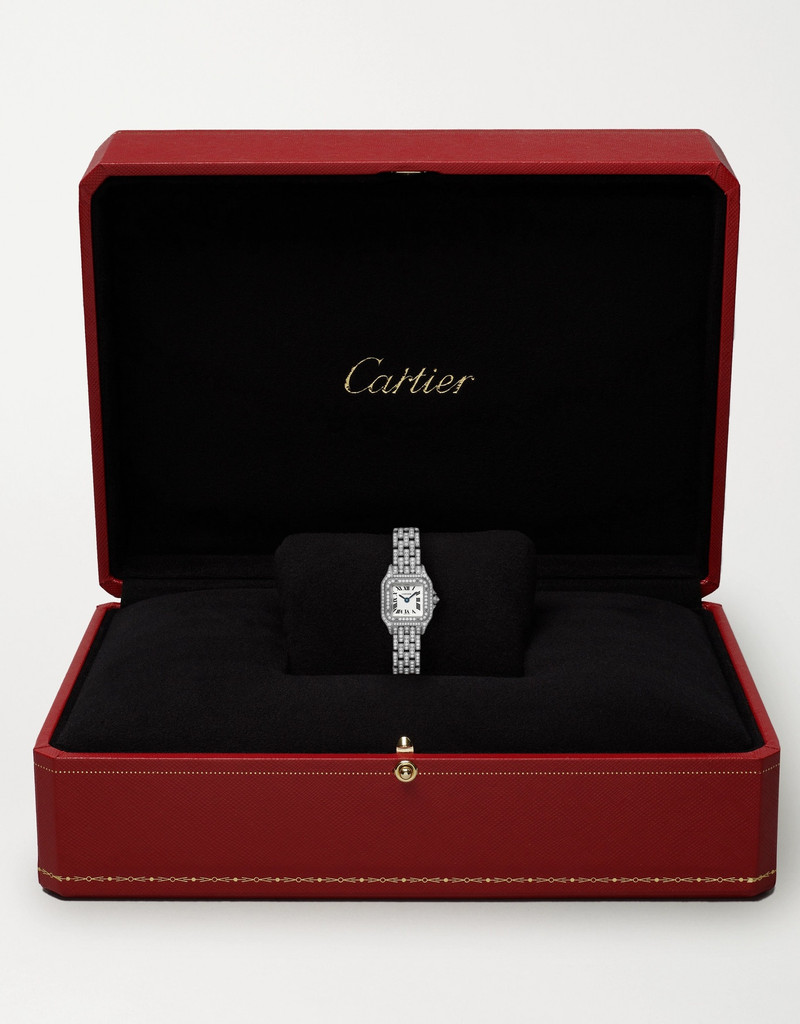 Panthère de Cartier 25mm mini rhodium-plated 18-karat white gold diamond watch 7