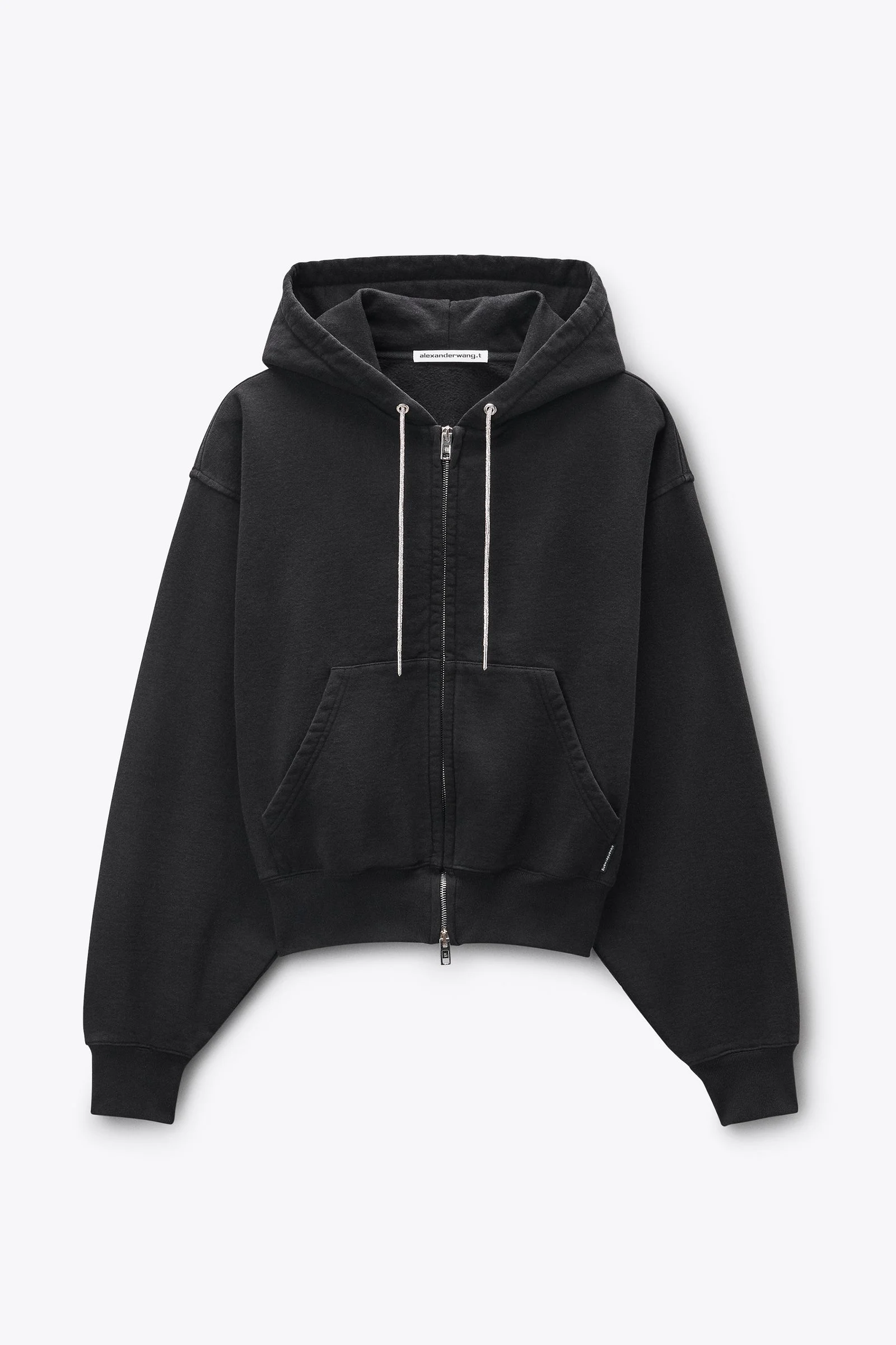 crystal hotfix drawcord terry hoodie - 1
