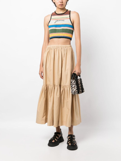 GANNI Flounce tiered organic cotton skirt outlook