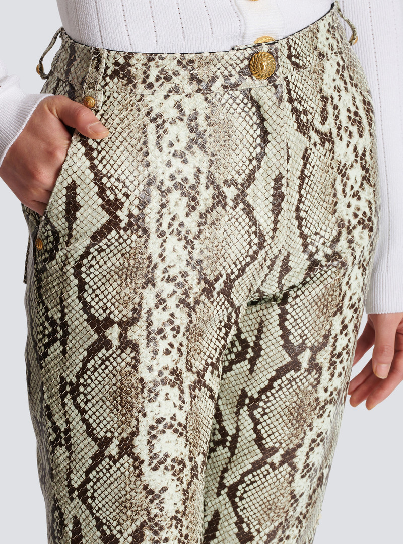 Snakeskin-effect leather trousers 7