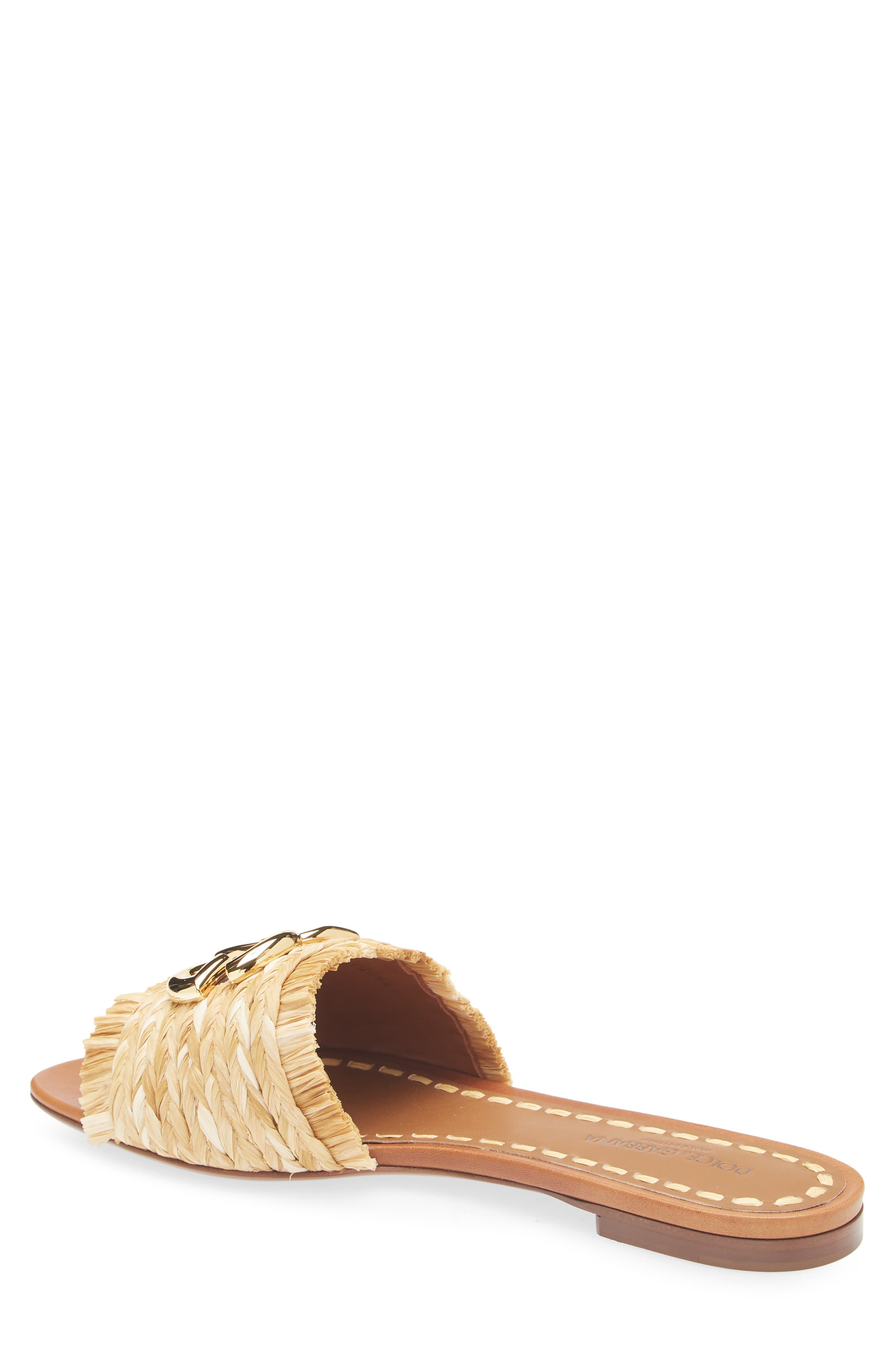 Dolce&Gabbana DG Logo Raffia Slide Sandal in 8B218 Legno/Naturale at Nordstrom - 2