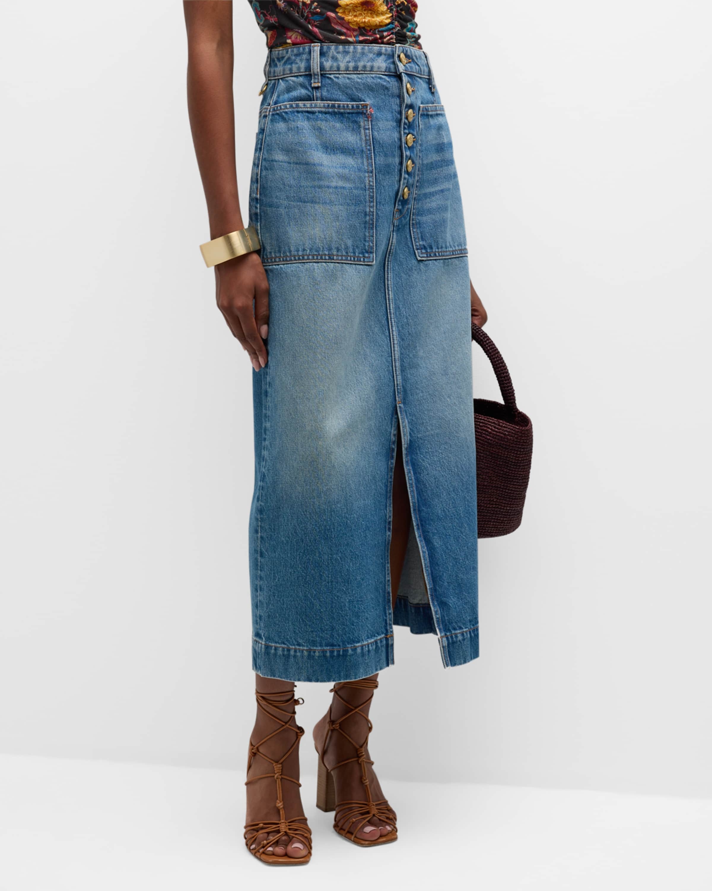 The Bea Vented Midi Denim Skirt - 2