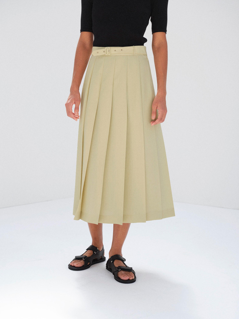 WOOL KID MOHAIR HOPSACK PLEATED SKIRT 3