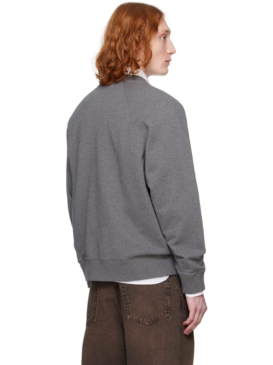 Gray Bold Fox Head Patch Oversize Sweatshirt - 3