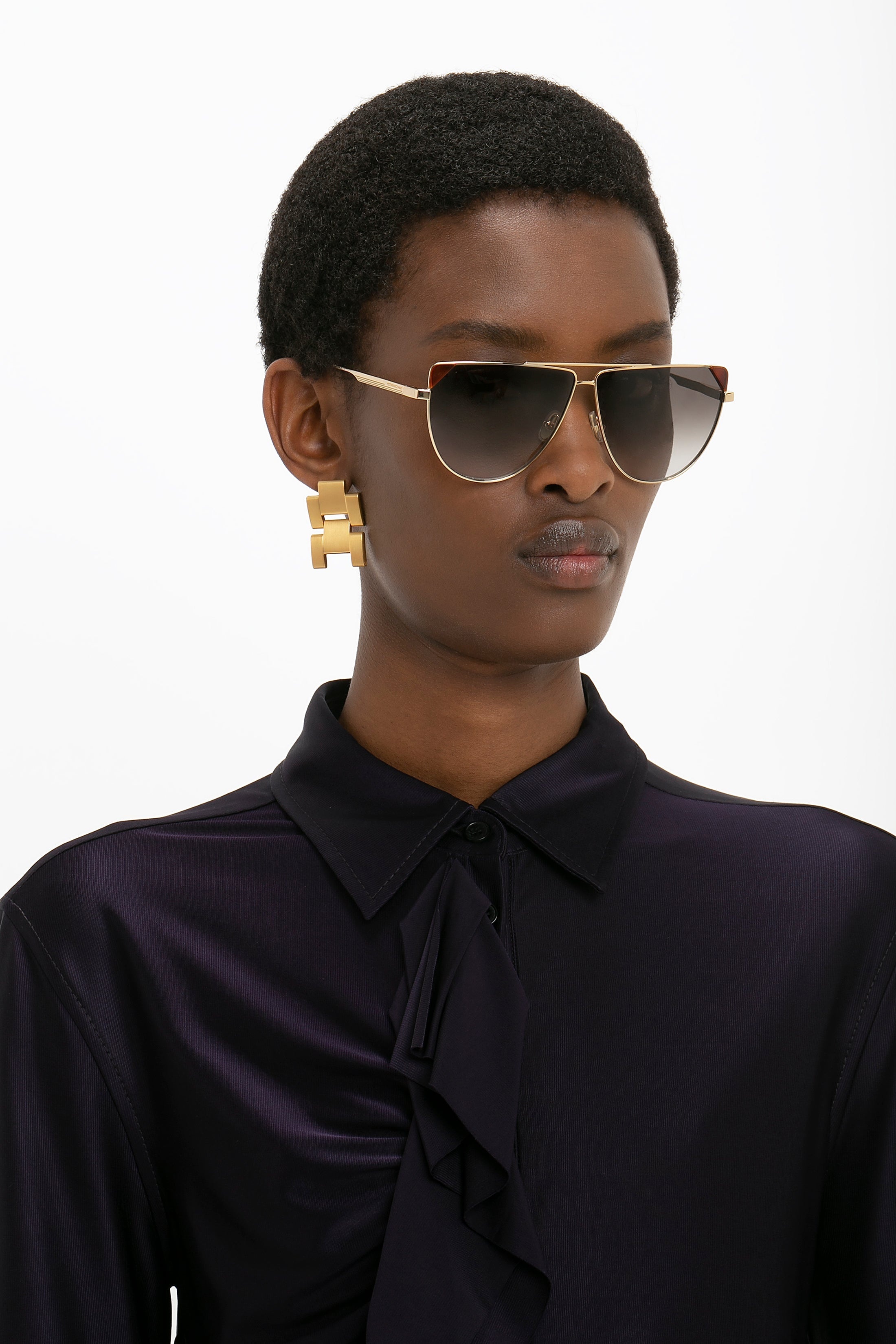 V-Line Aviator In Gold Blonde Havana - 7