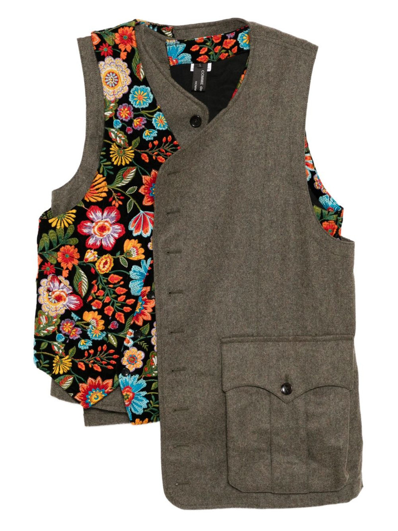 floral-embroidered gilet 1
