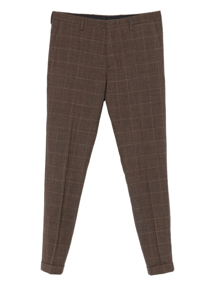 Paul Smith Brown Trousers In Wool And Cashmere With Printed Check - 1