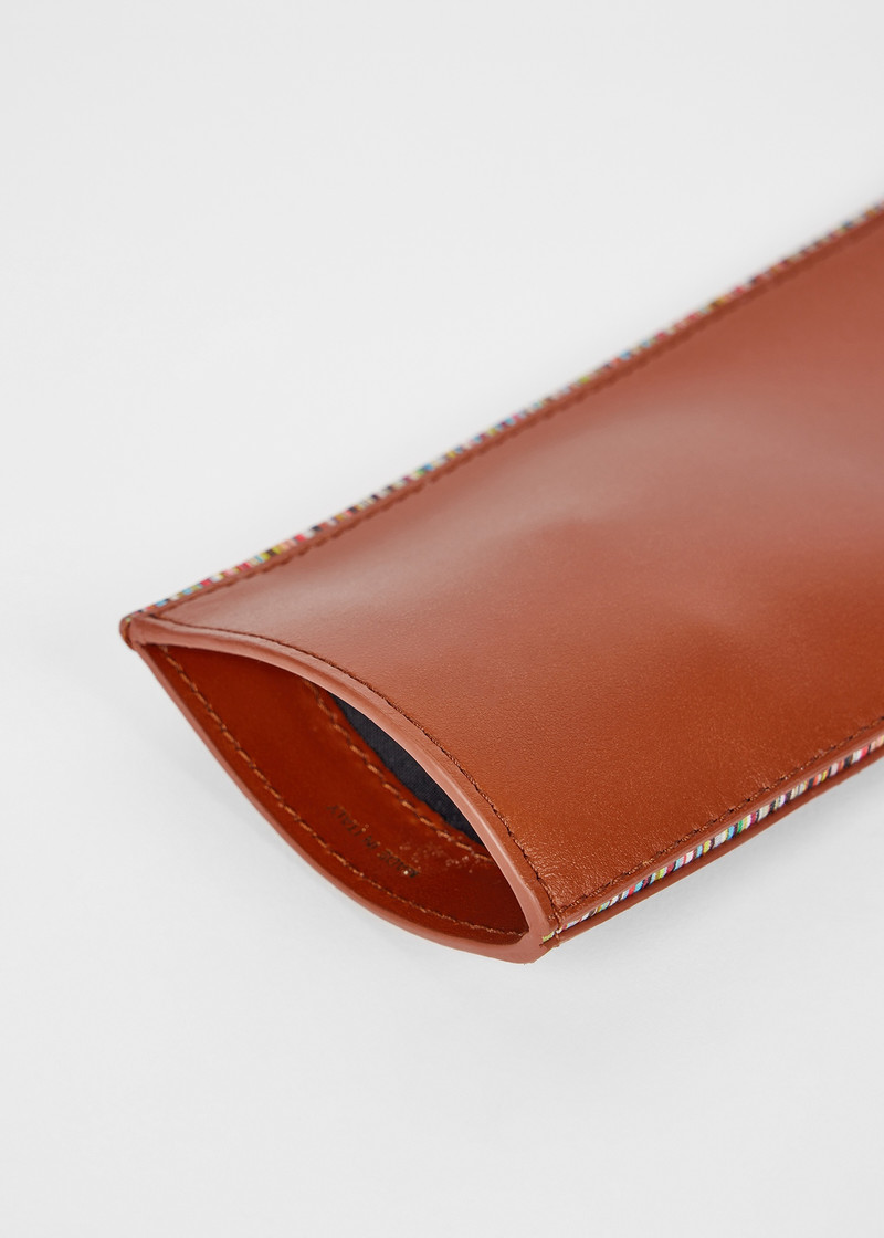 Tan 'Signature Stripe' Trim Glasses Case 4