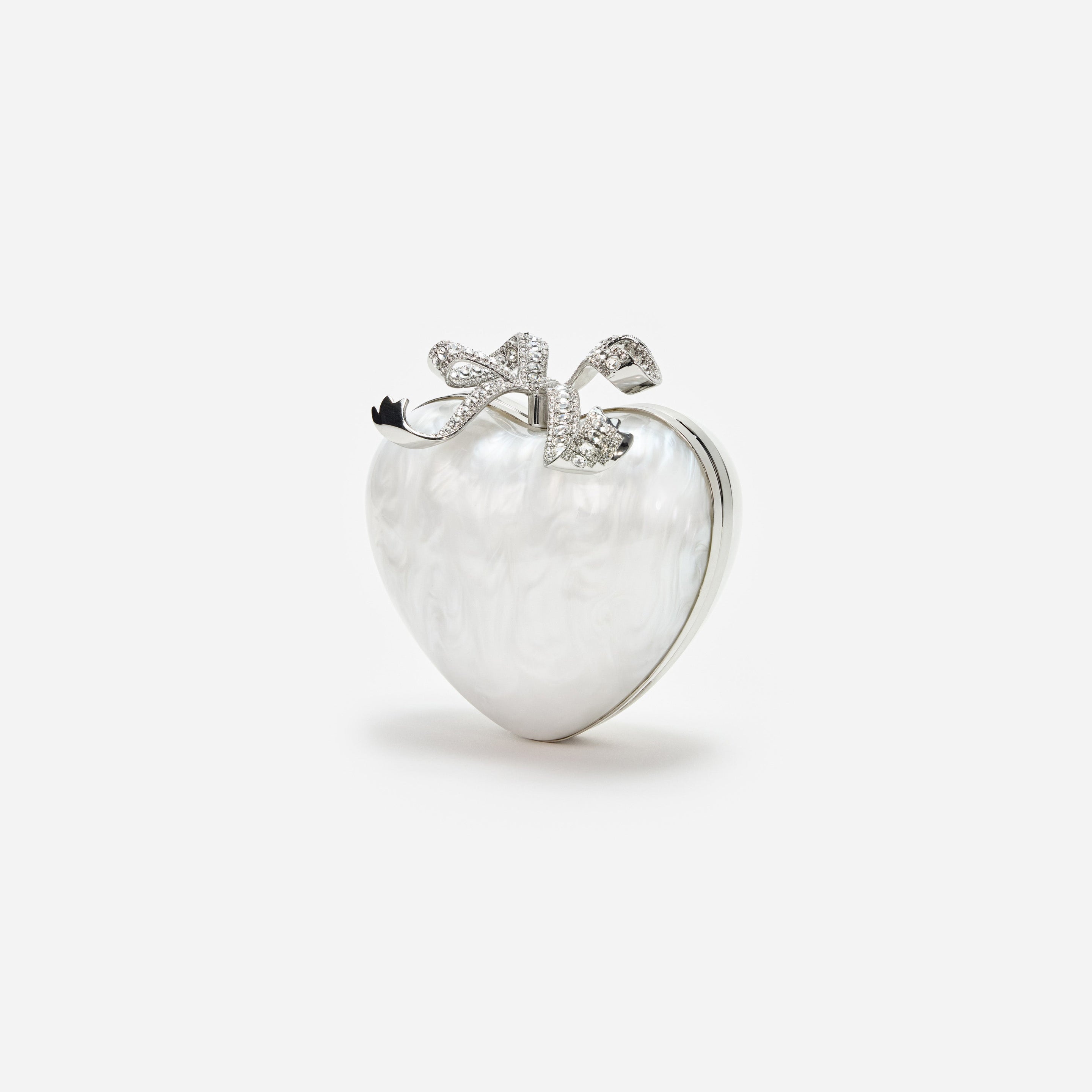 Pearl Top Handle Heart Clutch - 2