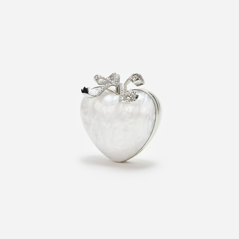 Pearl Top Handle Heart Clutch 2