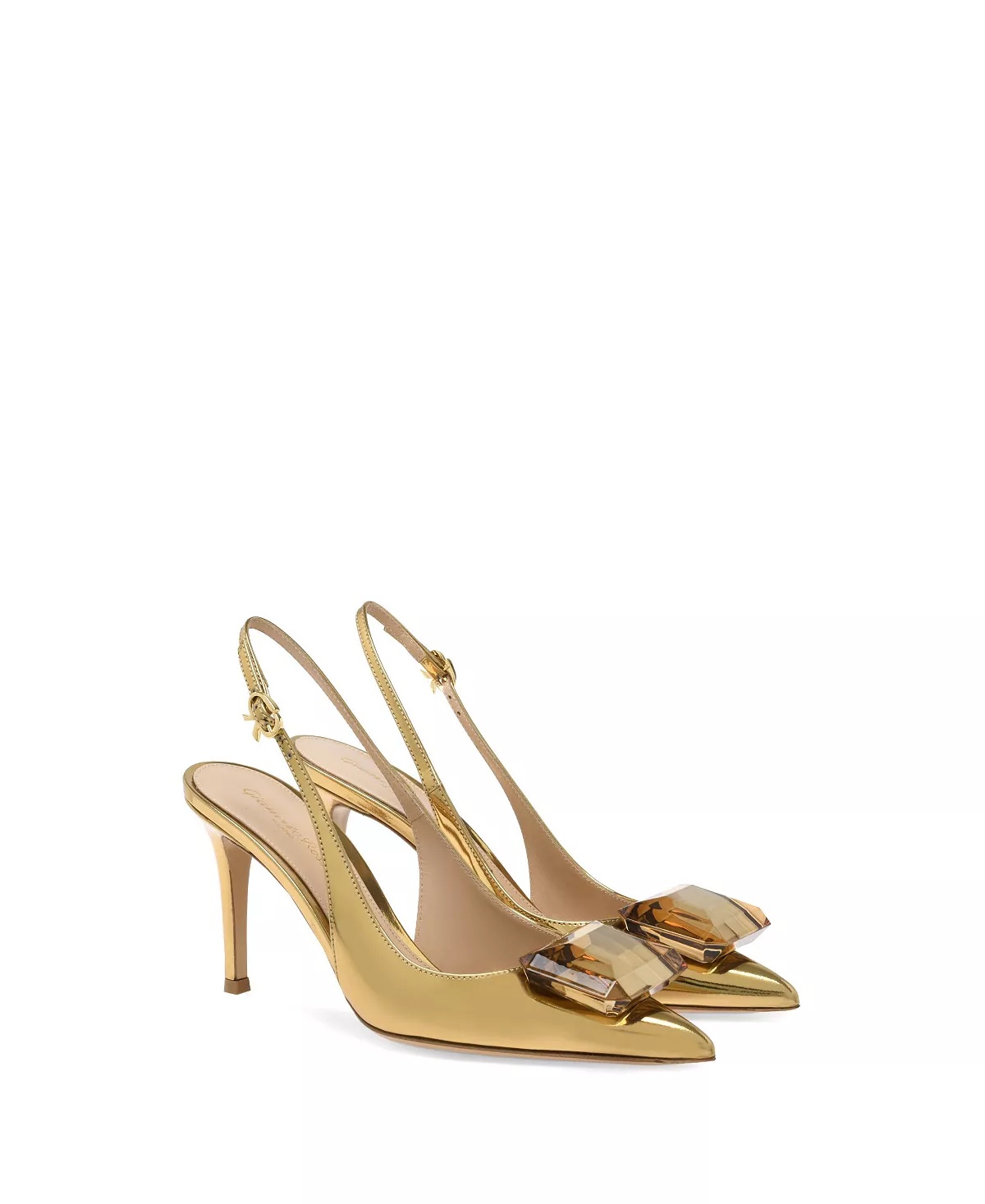 Women's Jaipur Pointed Toe Large Gem High Heel Slingback Pumps - 2