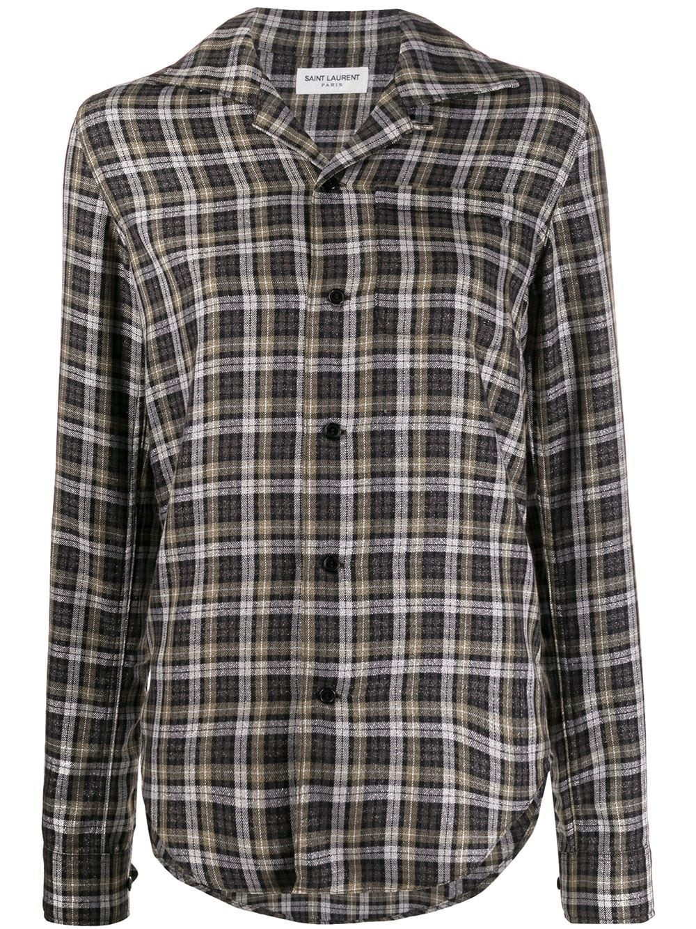 long-sleeved checked shirt - 1