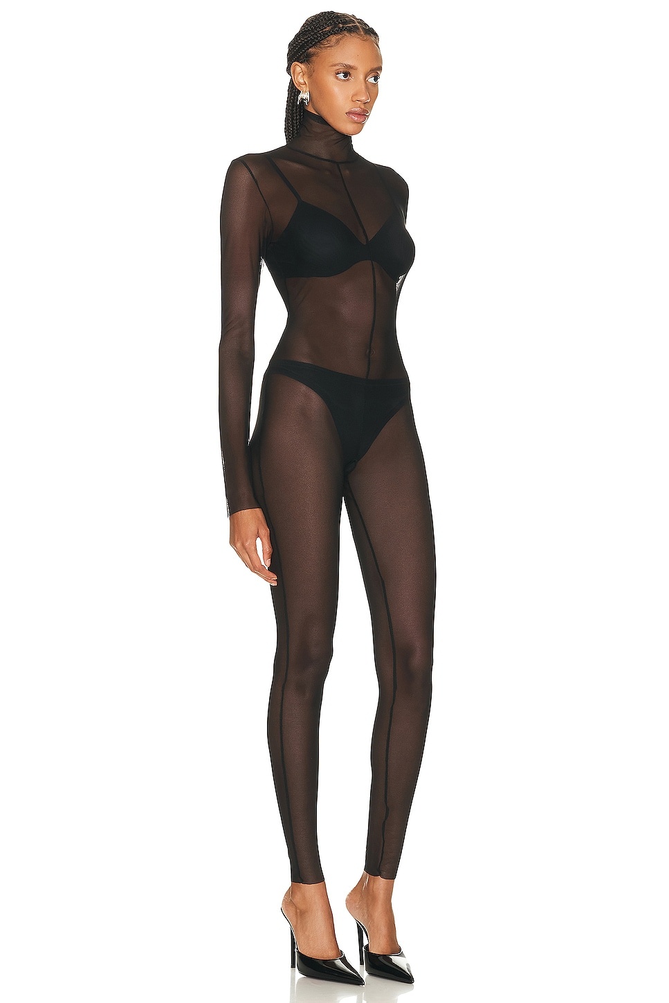 Long Sleeve Slim Fit Turtleneck Catsuit - 2