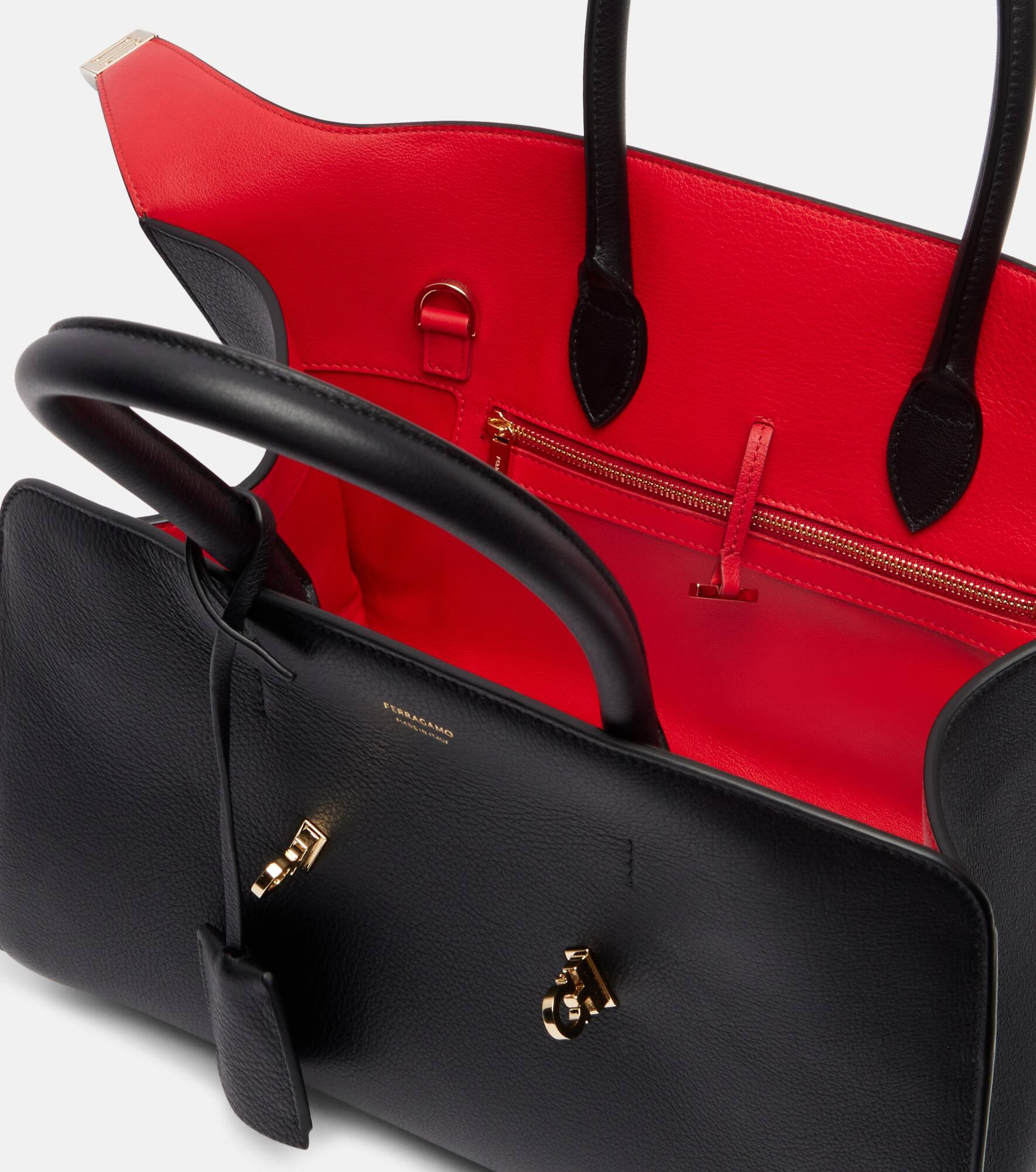 Hug leather tote bag - 4