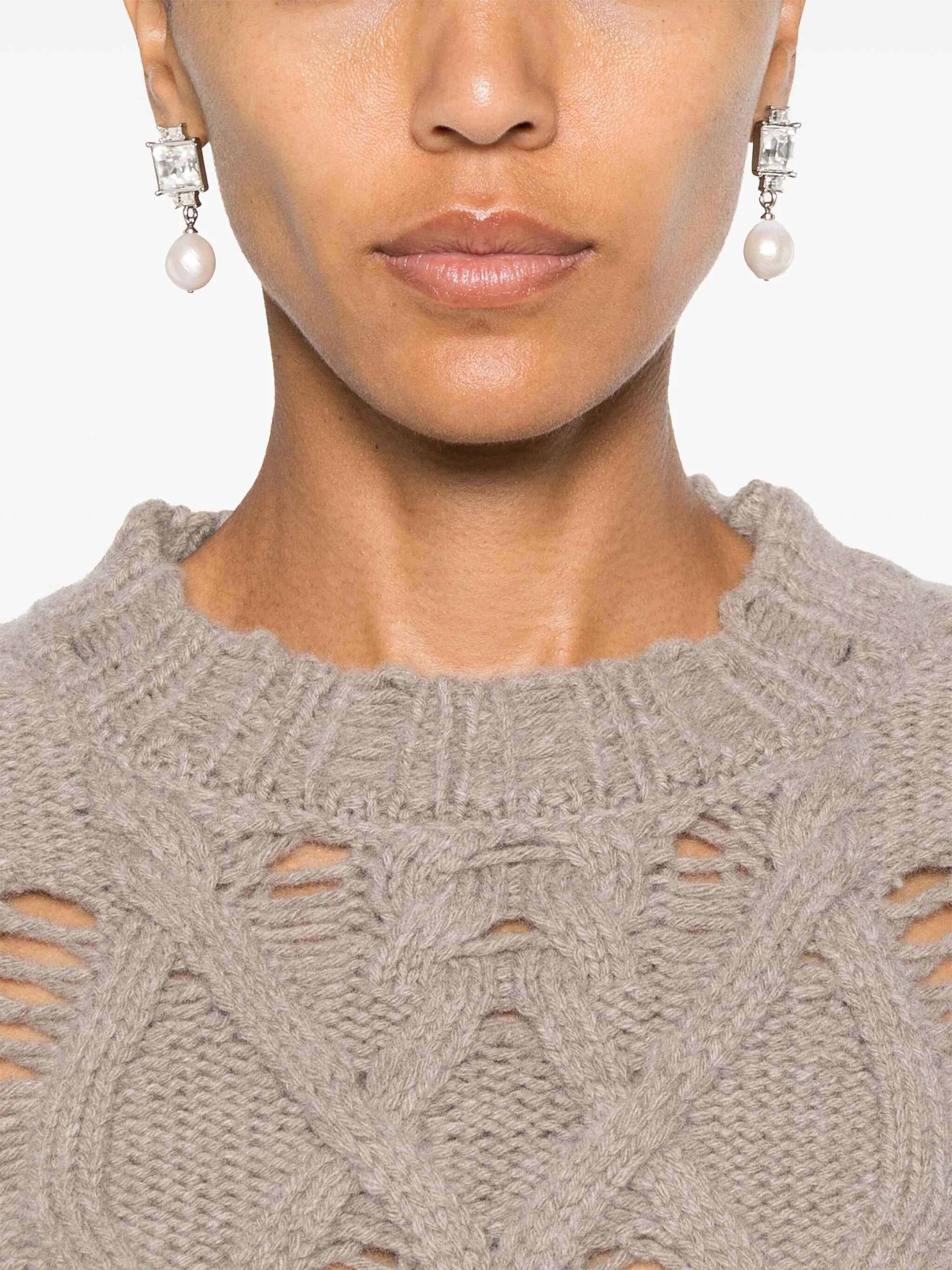 cable-knit cropped sweater - 5