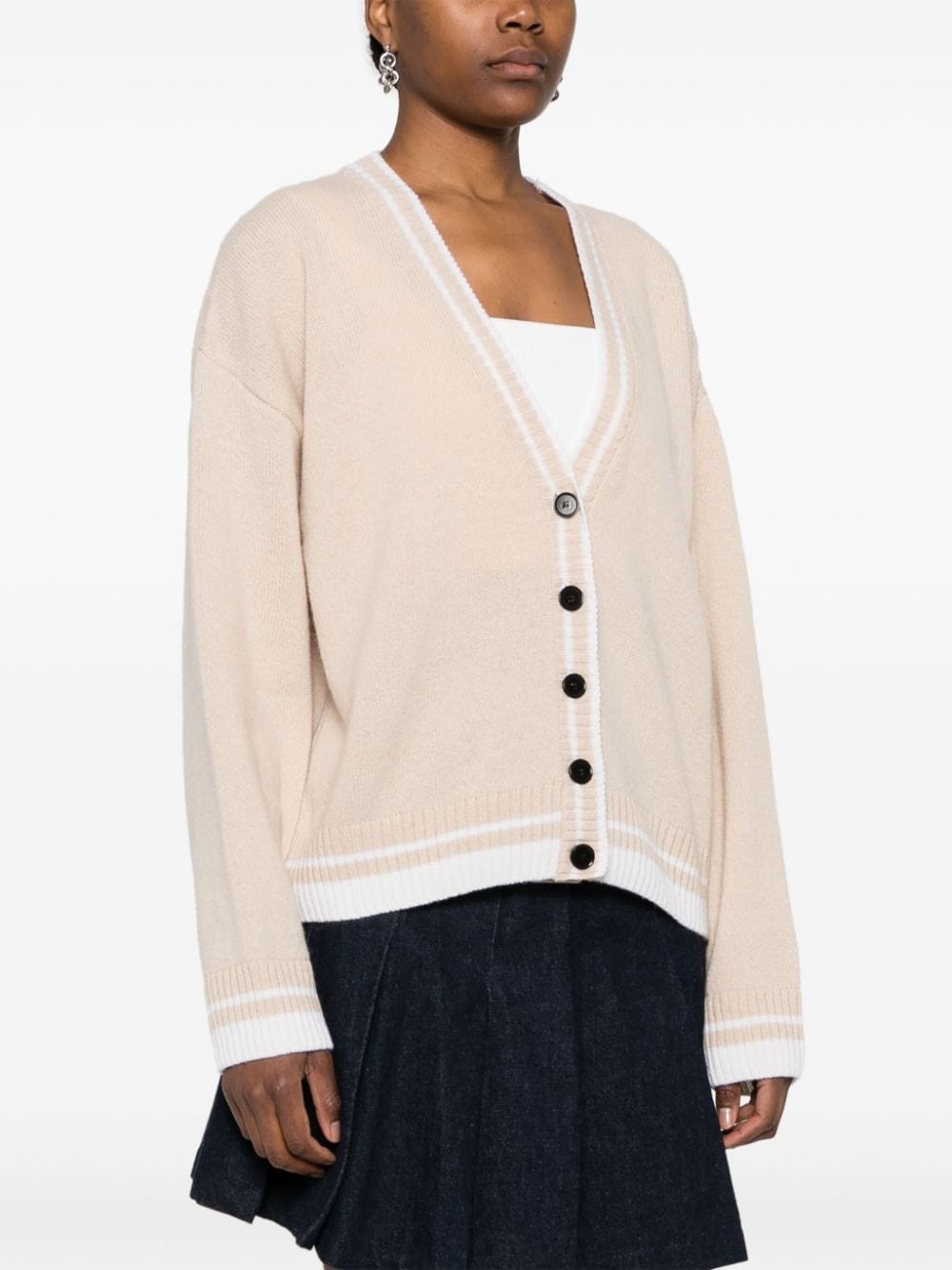 embroidered-logo cardigan - 3