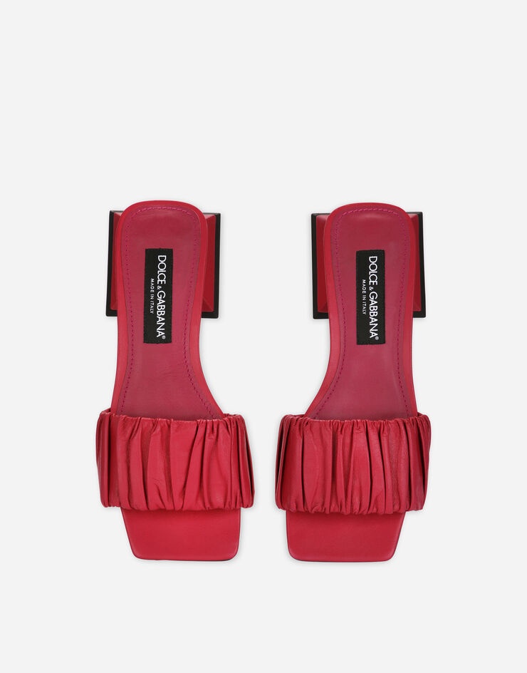 Gathered nappa leather slides - 4