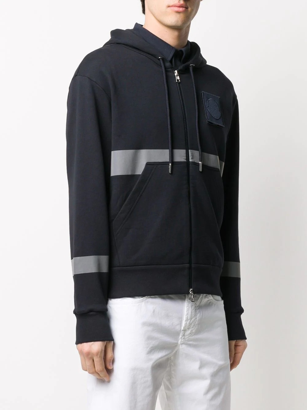 zip-up panel detailed hoodie - 3