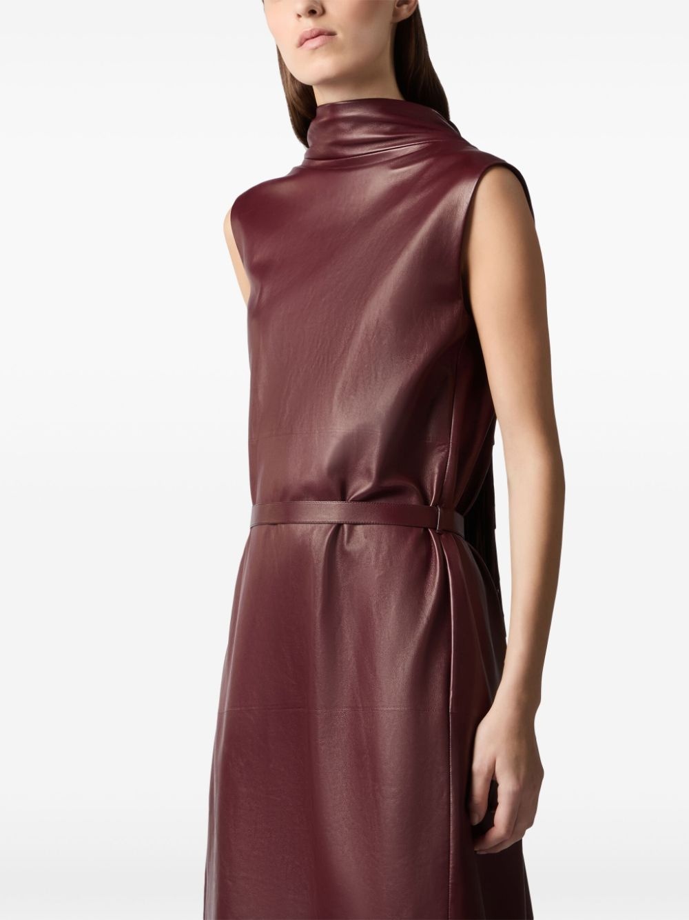 leather midi dress - 4