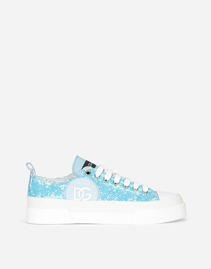 Rubberized calfskin Portofino Light sneakers with micro-sequins - 1