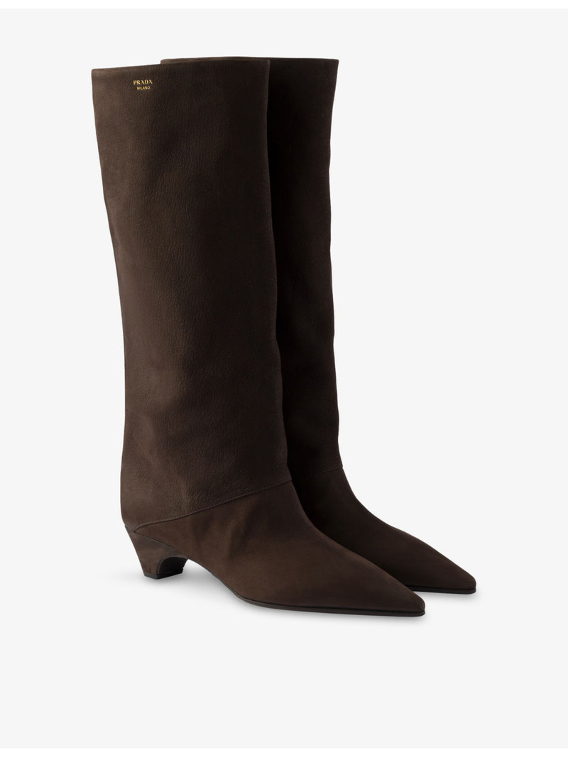 Prada Pointed-Toe Leather Knee-High Boots outlook