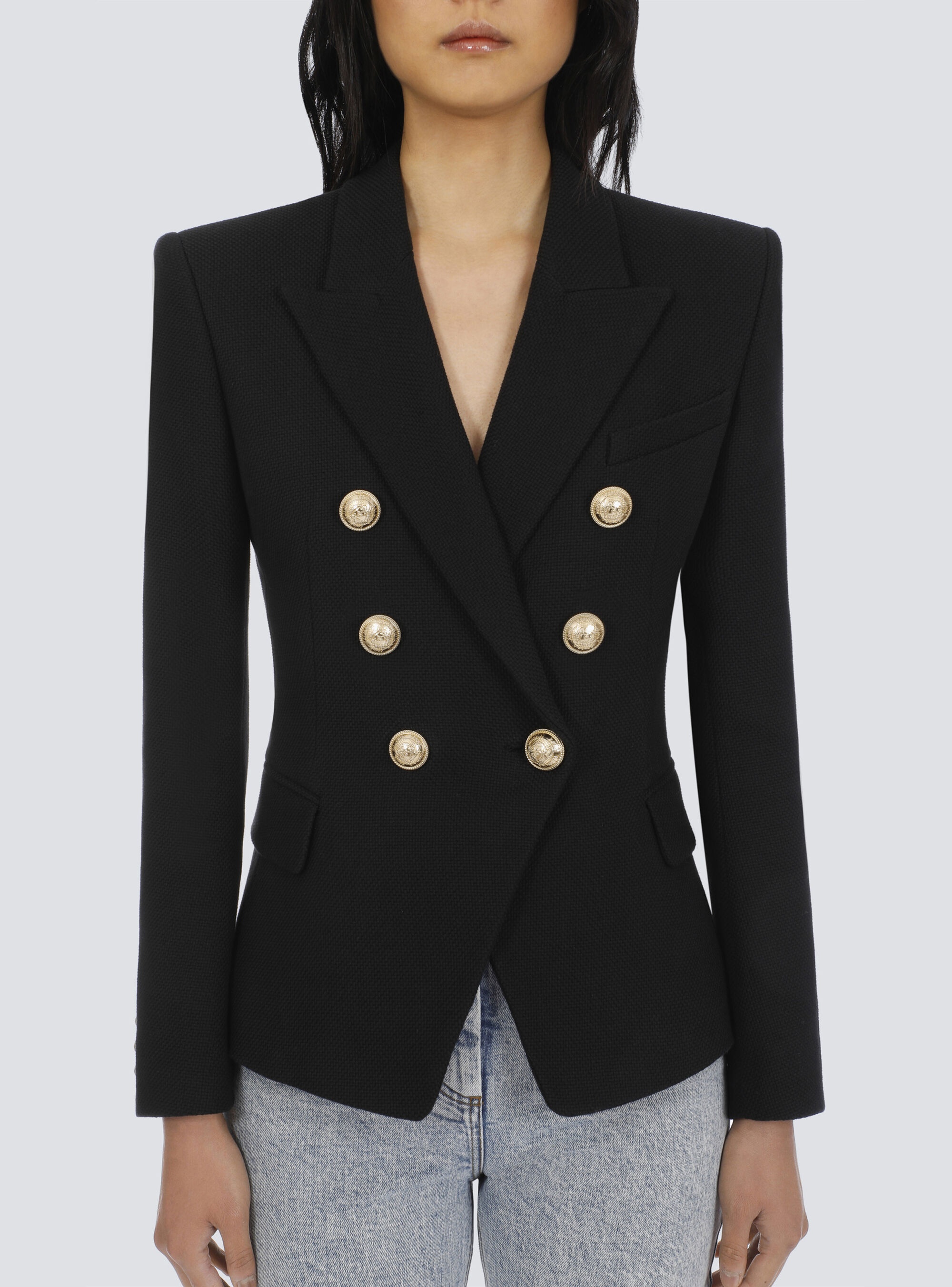 Cotton piqué double-buttoned jacket - 6