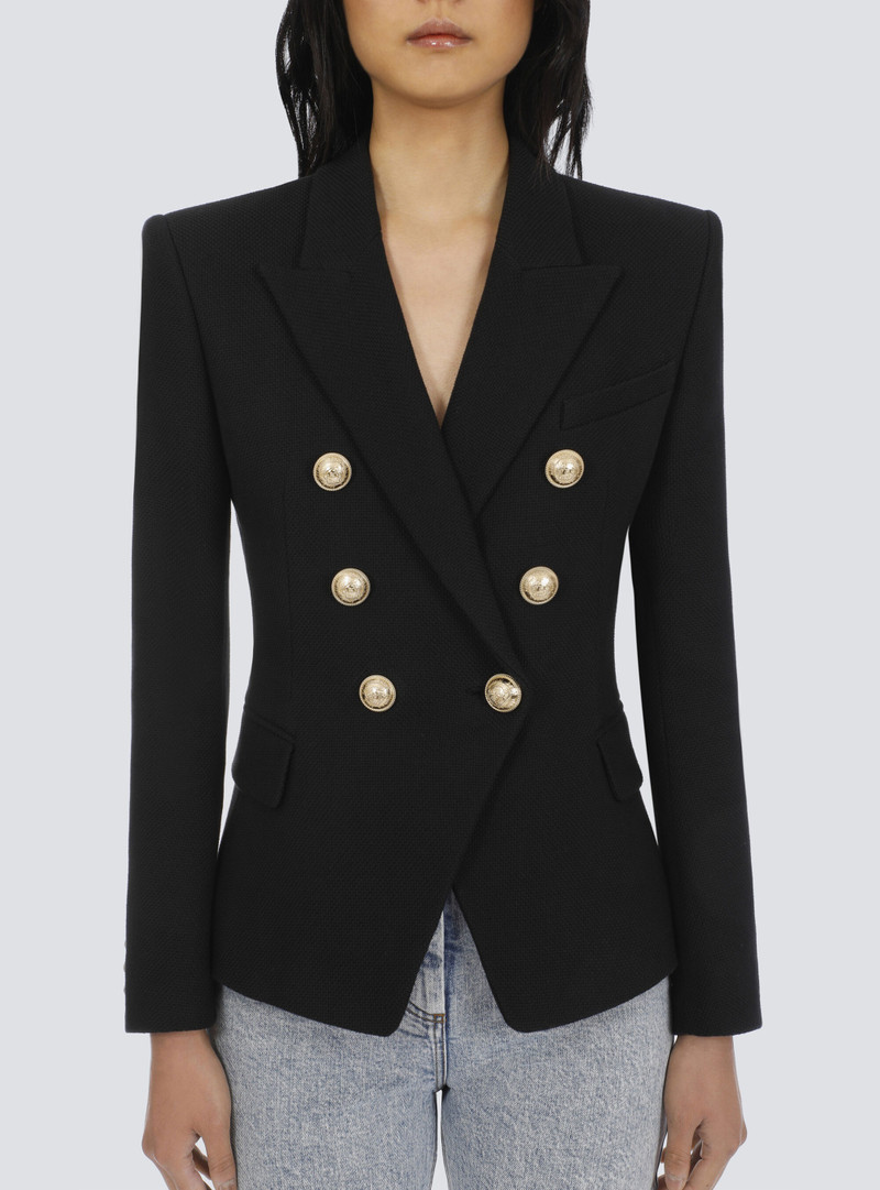 Cotton piqué double-buttoned jacket 6