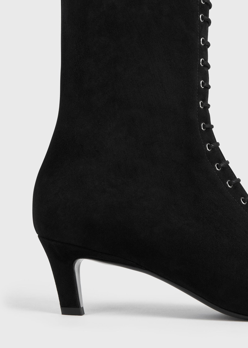 Suede lace-up boots black 5