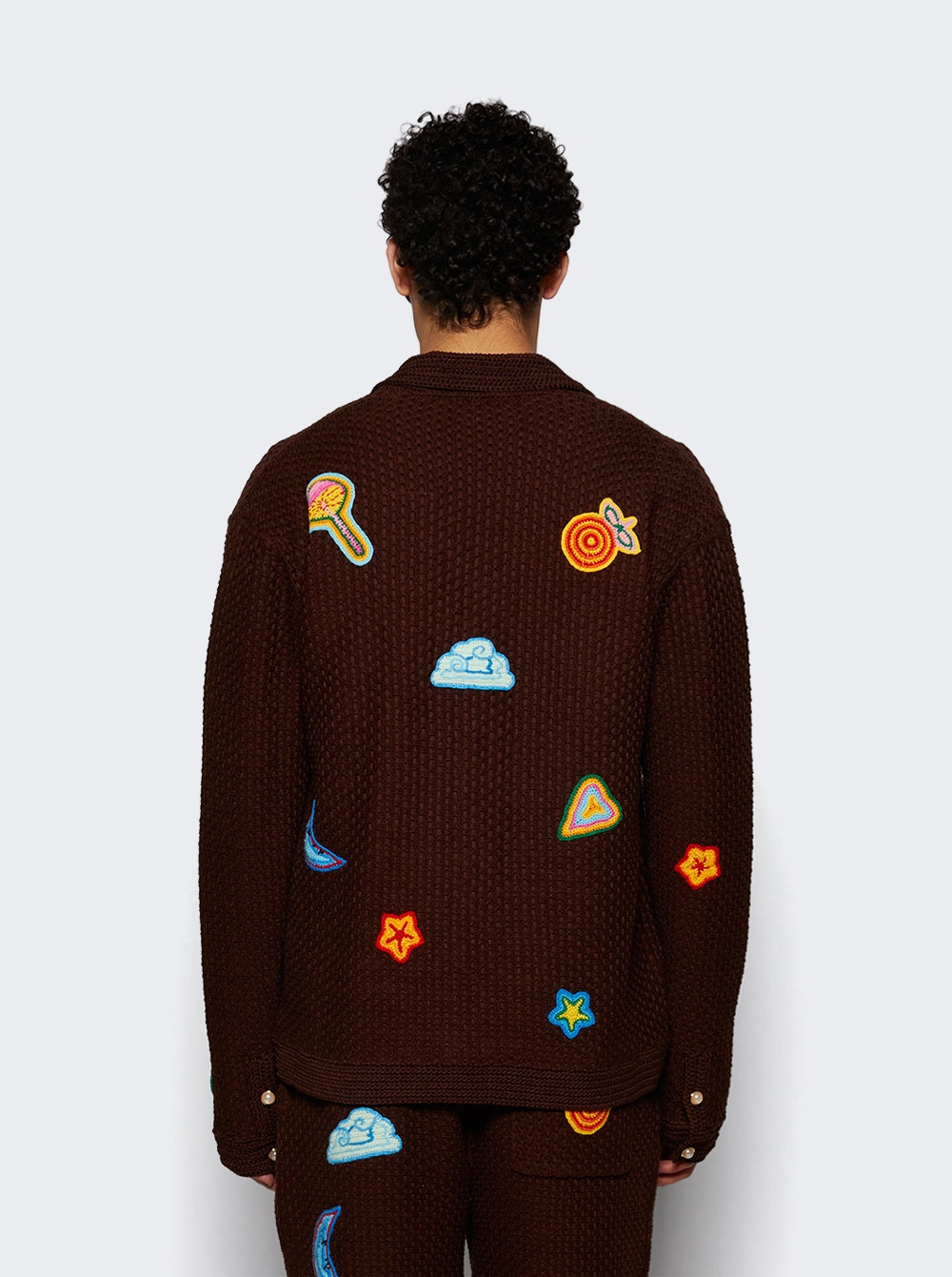 Crochet Shirt With Patches Brown - 4